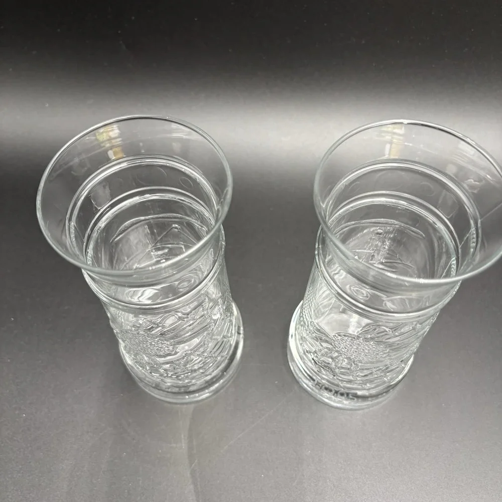 Red Lobster Embossed Lighthouse Crabfest‎ Glass Set of 2 Crab Sailboat NICE
